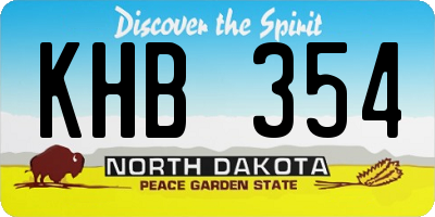 ND license plate KHB354