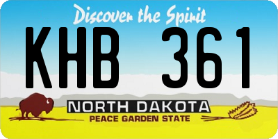 ND license plate KHB361