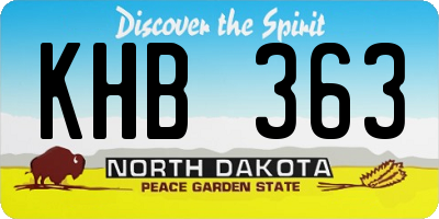 ND license plate KHB363