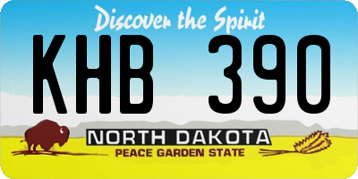 ND license plate KHB390