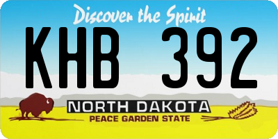 ND license plate KHB392