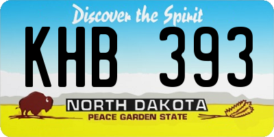 ND license plate KHB393