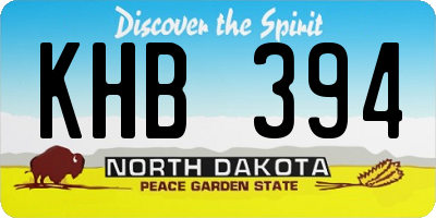 ND license plate KHB394