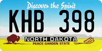 ND license plate KHB398