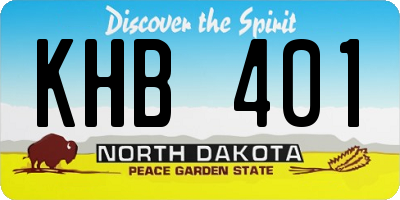 ND license plate KHB401