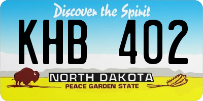 ND license plate KHB402
