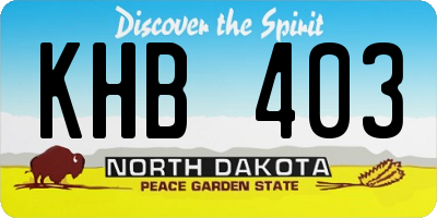 ND license plate KHB403