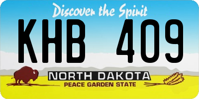 ND license plate KHB409