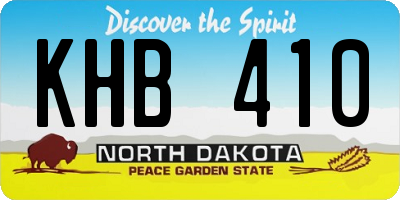 ND license plate KHB410