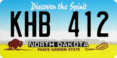 ND license plate KHB412
