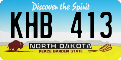 ND license plate KHB413