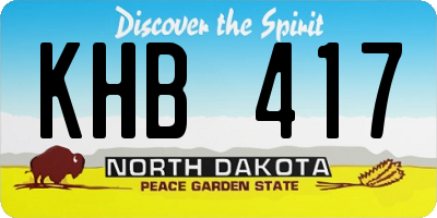ND license plate KHB417