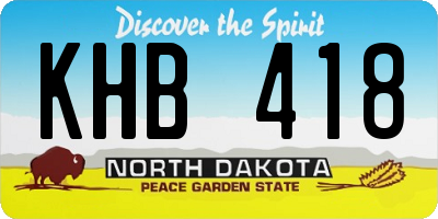 ND license plate KHB418