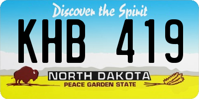ND license plate KHB419