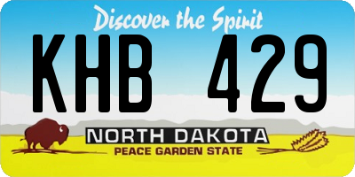 ND license plate KHB429