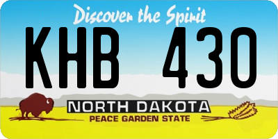 ND license plate KHB430