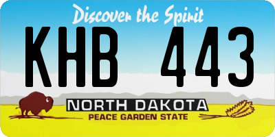 ND license plate KHB443