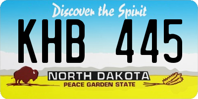 ND license plate KHB445