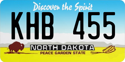 ND license plate KHB455