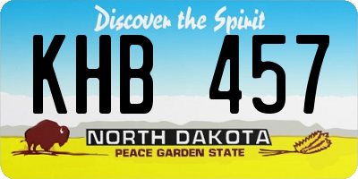 ND license plate KHB457