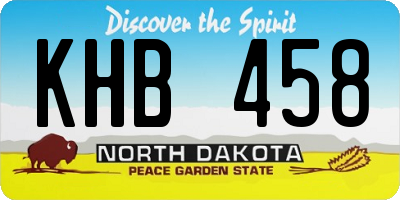 ND license plate KHB458