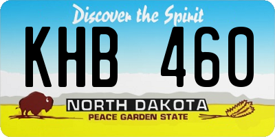 ND license plate KHB460