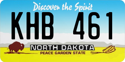 ND license plate KHB461