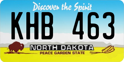 ND license plate KHB463