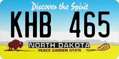 ND license plate KHB465