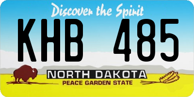 ND license plate KHB485