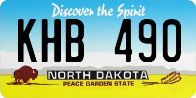 ND license plate KHB490
