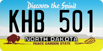 ND license plate KHB501