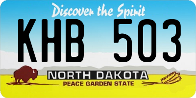 ND license plate KHB503
