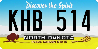 ND license plate KHB514