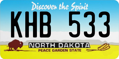 ND license plate KHB533