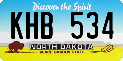 ND license plate KHB534