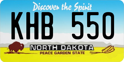 ND license plate KHB550