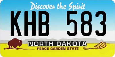 ND license plate KHB583