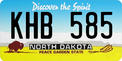 ND license plate KHB585