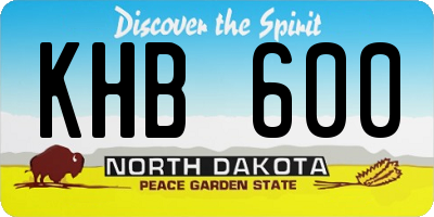 ND license plate KHB600