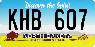 ND license plate KHB607