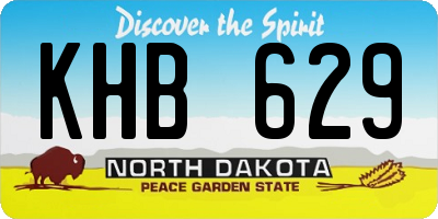 ND license plate KHB629