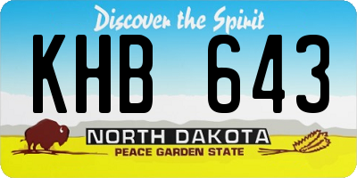 ND license plate KHB643