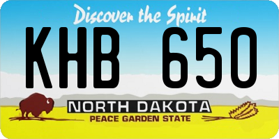 ND license plate KHB650