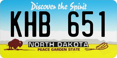 ND license plate KHB651