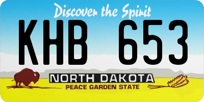 ND license plate KHB653