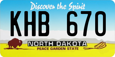 ND license plate KHB670