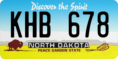 ND license plate KHB678