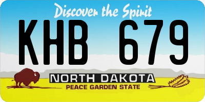 ND license plate KHB679