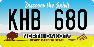 ND license plate KHB680